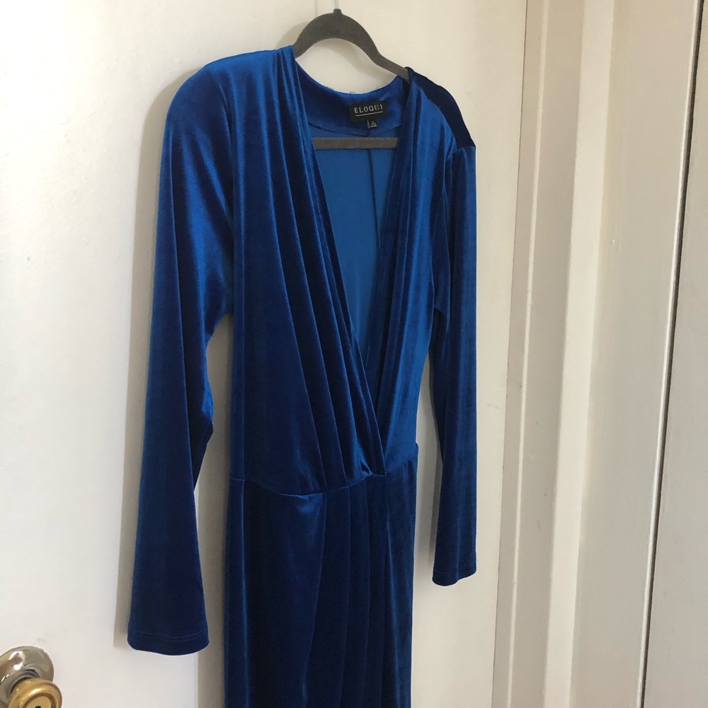 Blue Velvet Wrap Dress